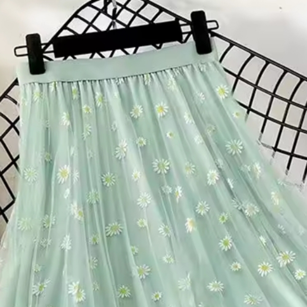 Skirts Women Tender Sweet Korean Style Printed LadyMesh Ins Classy All-match Co - Picture 3 of 8
